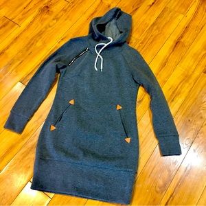 Celmia grey gray hoodie sweatshirt dress zipper  cozy soft sports small